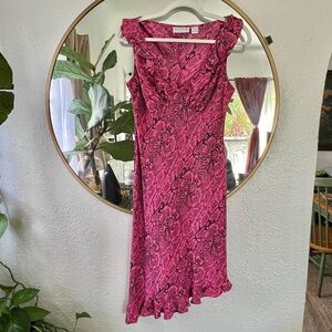 Vintage silk pink python ruffle dress